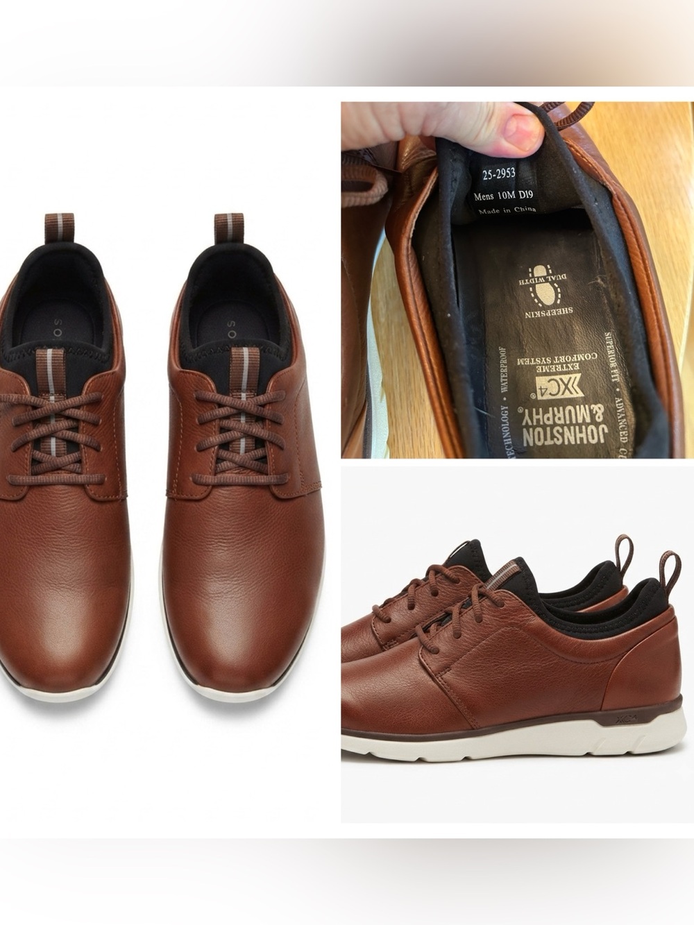 Johnston & Murphy Leather Lace-Up Sneakers- Comfort- Waterproof XC4 Prentiss